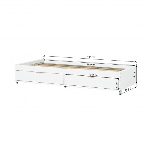 70x190 cm Lit Tirage pour lits de luxe, blanc