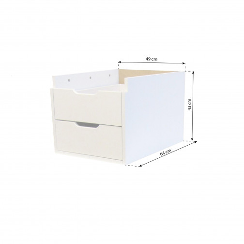 Tiroir Maja avec 2 tiroirs pour Maja Bureau, Blanc
