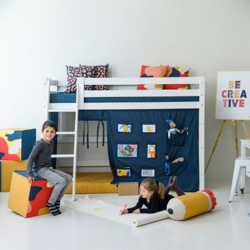 Créateur de rideau Orion bleu pour le lit intermédiaire 90x200 cm