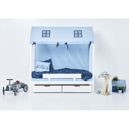 Couvercle de matelas pour 70 x 160 cm, hauteur 9 cm en bleu de rêve bleu