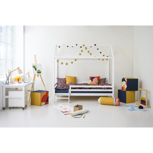 Couvercle matelas matelassé pour 90 x 200 cm, hauteur 9 cm en bleu orion