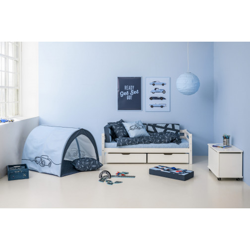 Couvercle matelas matelassé pour 70 x 160 cm, hauteur 12 cm en bleu de rêve bleu