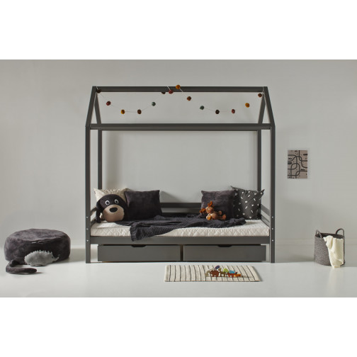 Couvercle matelas matelassé pour 90 x 200 cm, hauteur 12 cm en granit gris