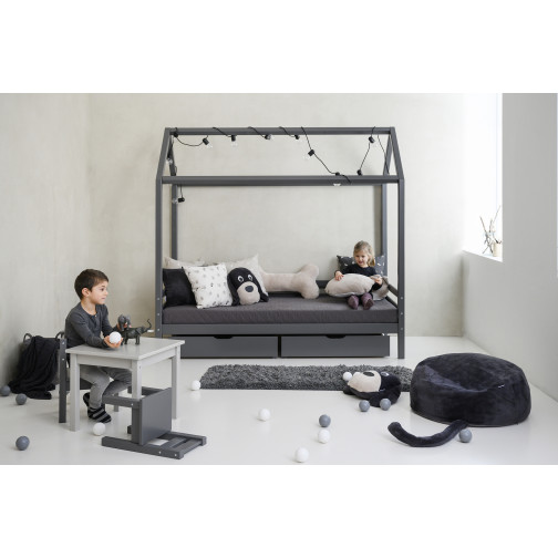 Couvercle matelas matelassé pour 90 x 200 cm, hauteur 12 cm en granit gris