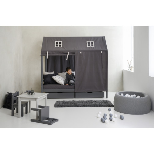 Couvercle matelas matelassé pour 90 x 200 cm, hauteur 12 cm en granit gris