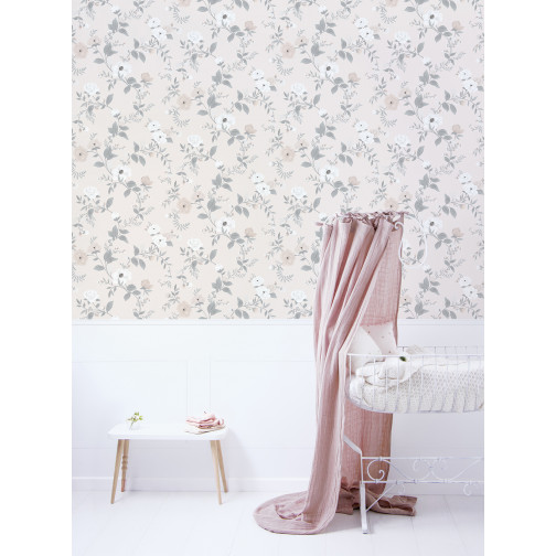 PAPIER PEINT (50 CM X 10 M) - SYMPHONIE DES ROSES (ROSE)