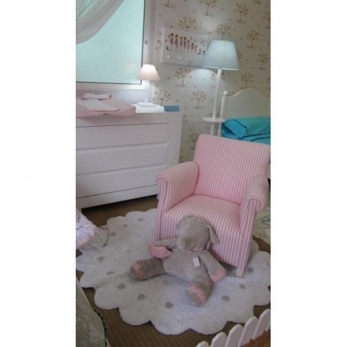 Tapis enfant lavable rond blanc à pois