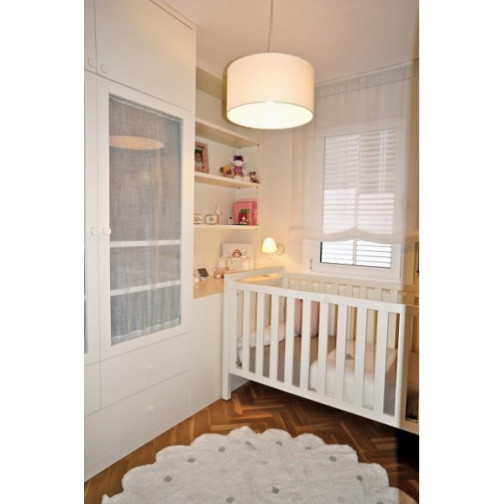 Tapis enfant lavable rond blanc à pois